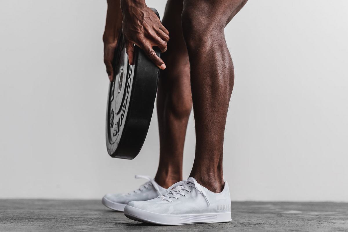 Nobull Canvas Men's Trainers White Camo | Australia (DX2980)